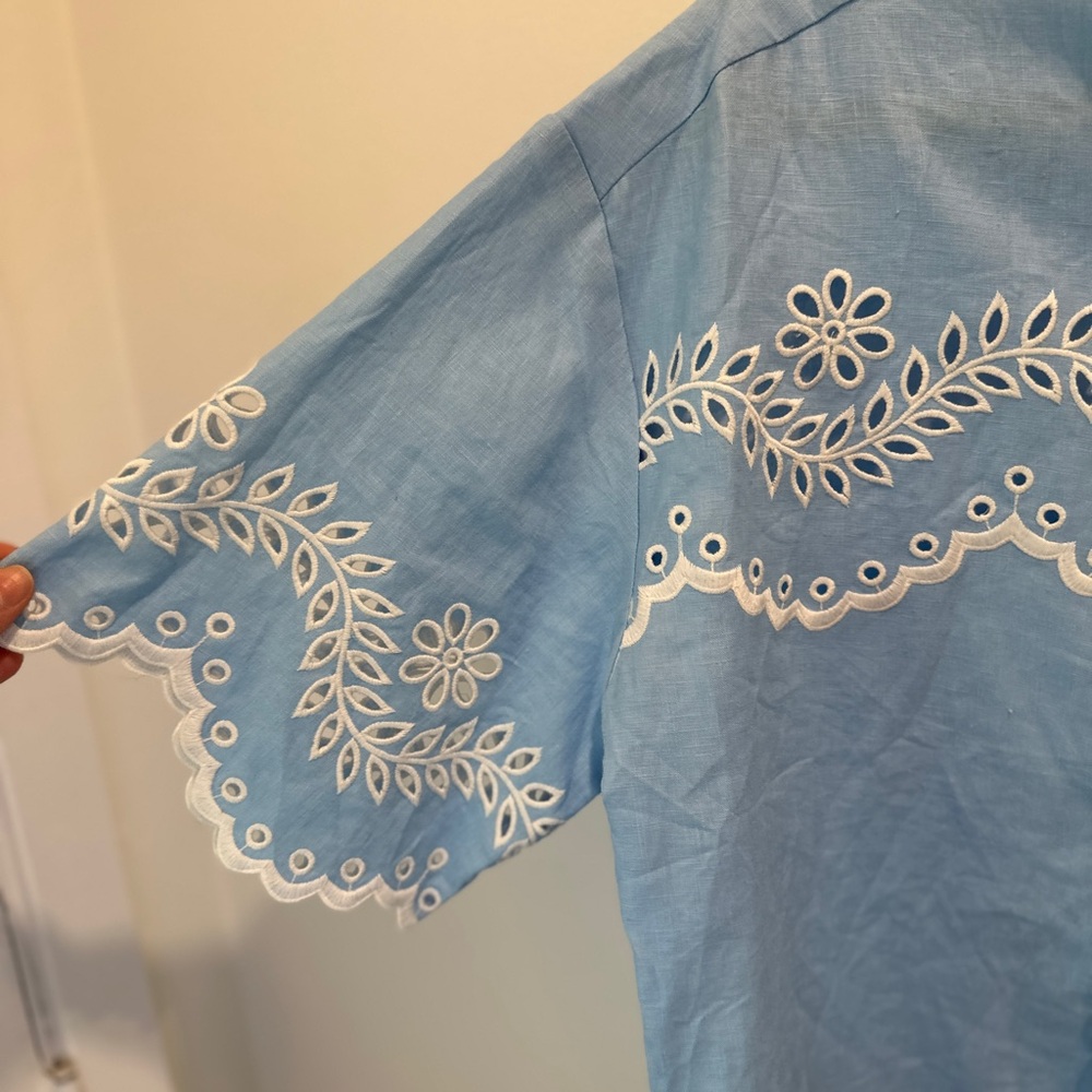 imitation size 1 Blue Eyelet Embroidered Set - Picture 8 of 17